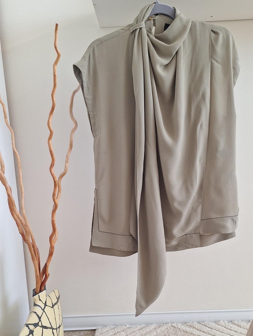 Proenza Schouler Sage Sleeveless Tie-Neck Blouse
